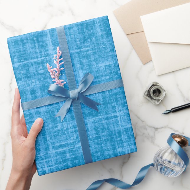 Bright Blue Linen Wrapping Paper (Gifting)