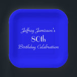 Bright Blue Minimalist 80th Birthday Party Square Paper Plate<br><div class="desc">A solid bright blue background decorates this unique and fun simple, minimalist birthday party paper plate. Although default says "80th Birthday", you can easily change the name, # of years, and event. Choose square or round. Matching tablecloth and paper napkins available on zazzle at SocolikCardShop. All Rights Reserved © 2015...</div>