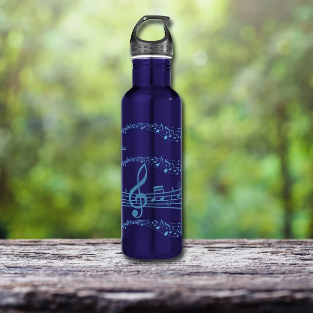 Bright Blue Music Notes Personalised 710 Ml Water Bottle (Creator Uploaded)