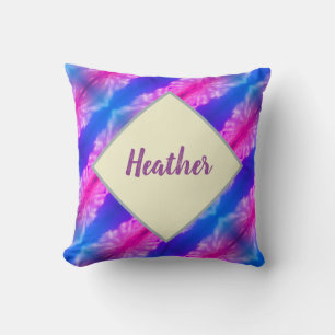 Bright Blue Neon Purple Stripe Vivid Abstract Cushion