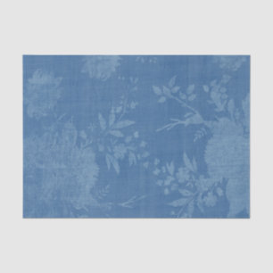 Bright Blue on Blue Floral Pattern Tissue Paper