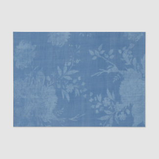 Bright Blue on Blue Floral Pattern Tissue Paper