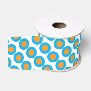 Bright Blue Orange Polka Dots Modern Funky Grosgrain Ribbon