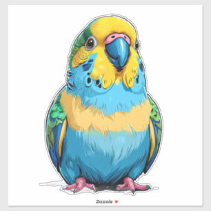 🦜 Bright Blue Parakeet Sticker Cute Bird Art