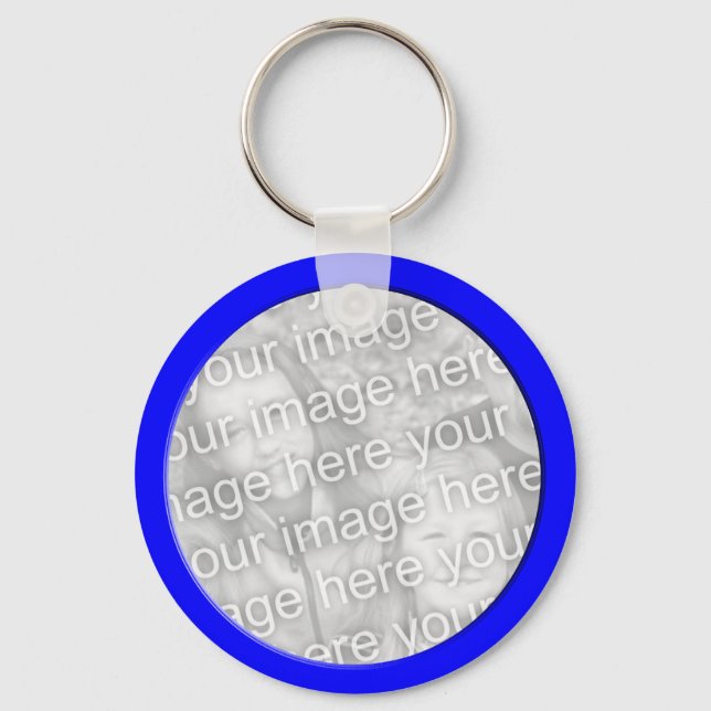 bright blue  photo frame key ring (Front)