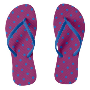 Bright Blue Polka Dots on Aubergine Pattern Jandals