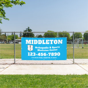 Bright Blue Promotional Business Banner with Logo