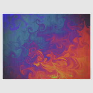 Bright Blue Purple Orange Swirl Abstract Tissue Paper