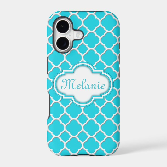 Bright Blue Quatrefoil Trellis Pattern (Back)
