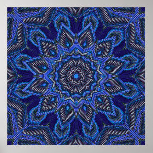 Bright Blue Radiating Star Poster