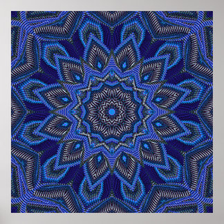 Bright Blue Radiating Star Poster