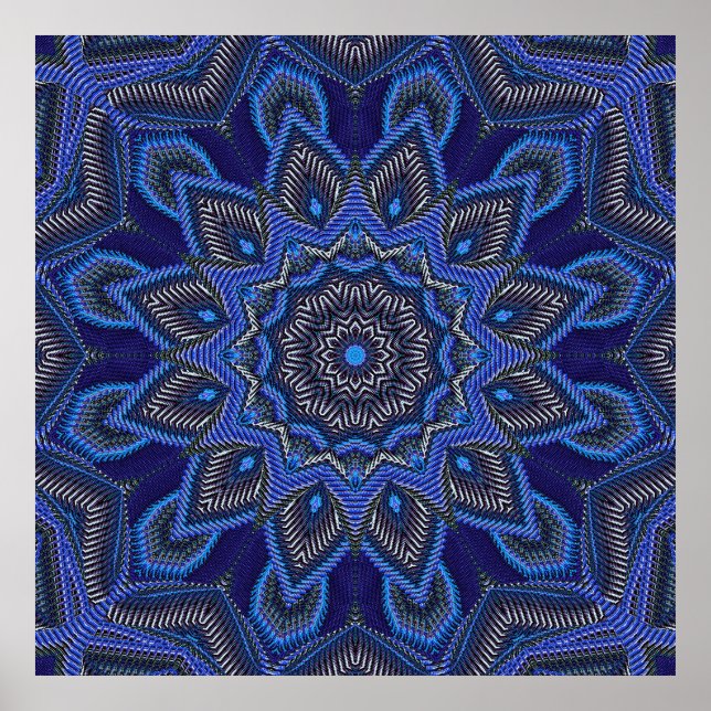 Bright Blue Radiating Star Poster (Front)