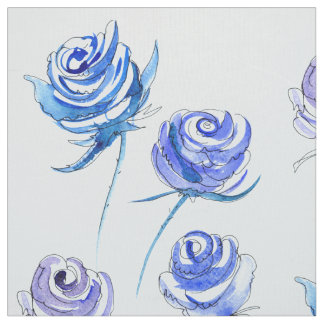 Bright blue roses fabric