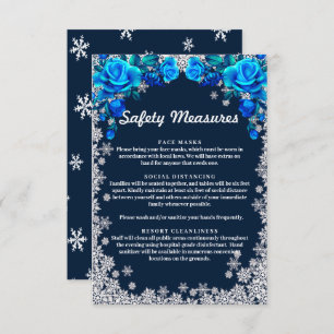 Bright Blue Roses Snowflake Safety Measure Enclosure Card