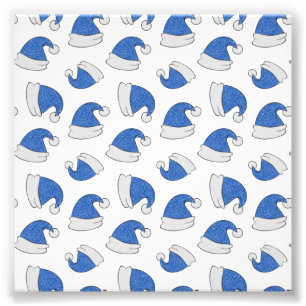 Bright Blue Santa Hat Merry Christmas Xmas Photo Print