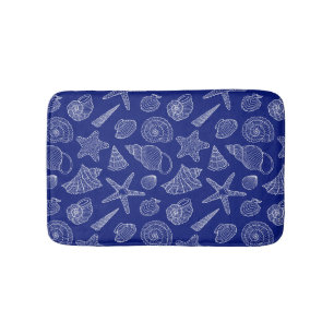 Bright Blue Shell Pattern Bath Mat