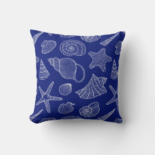 Bright Blue Shell Pattern Cushion (Front)