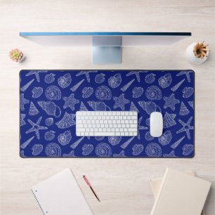 Bright Blue Shell Pattern Desk Mat