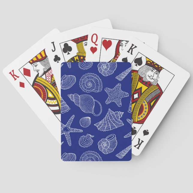 Bright Blue Shell Pattern Playing Cards (Back)