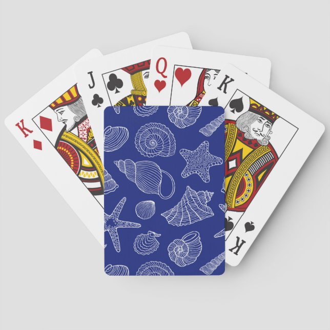 Bright Blue Shell Pattern Playing Cards (Back)