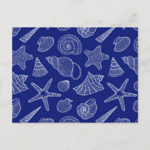 Bright Blue Shell Pattern Postcard