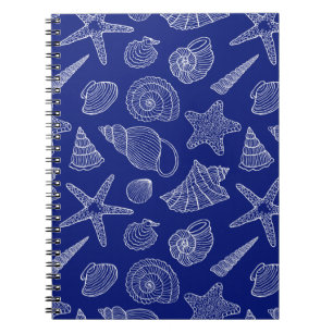 Bright Blue Shell Pattern Spiral Notebook