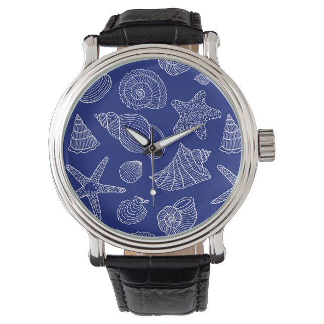 Bright Blue Shell Pattern Watch (Front)