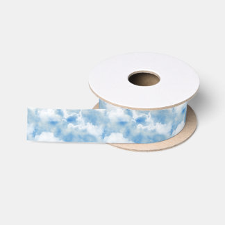 Bright Blue Sky with Fluffy White Clouds Satin Ribbon