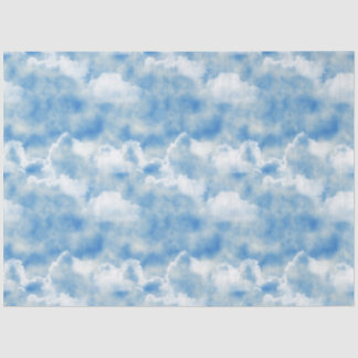 Bright Blue Sky with Fluffy White Clouds Tissue Paper