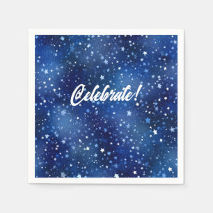 Bright Blue Snowy Winter Design Napkin