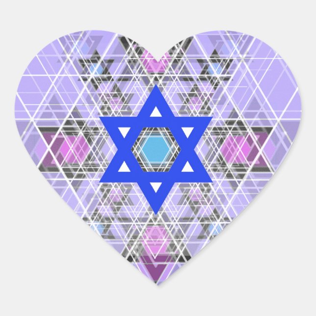 Bright Blue Star. Heart Sticker (Front)