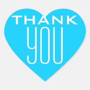 Bright Blue Thank You Heart Sticker
