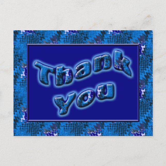 Bright Blue Thank You Postcard (Front)