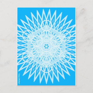 bright blue throat chakra sacred geometry postcard