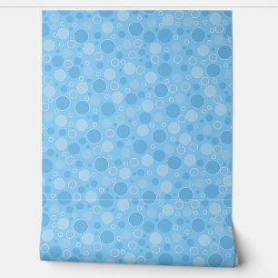 bright blue tones with polka dots in retro sixties wallpaper