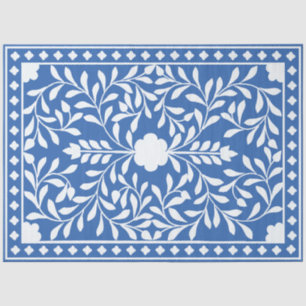 Bright Blue Traditional Bone Inlay Decoupage Paper