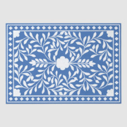 Bright Blue Traditional Bone Inlay Decoupage Paper
