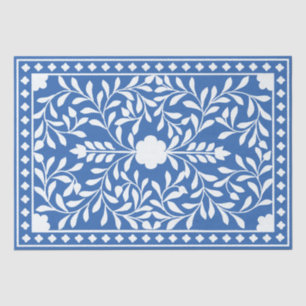 Bright Blue Traditional Bone Inlay Decoupage Paper