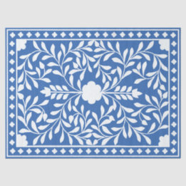 Bright Blue Traditional Bone Inlay Decoupage Paper