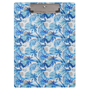 Bright Blue Tropical Watercolor Pattern Clipboard