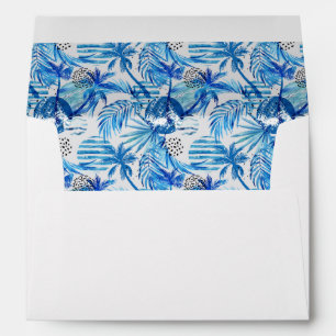 Bright Blue Tropical Watercolor Pattern Envelopes