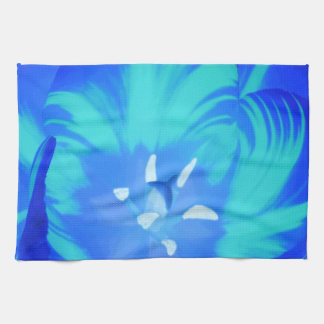 Bright Blue Tulip Kitchen Towel (Horizontal)