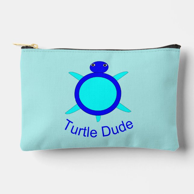 Bright Blue Turtle Dude Accessory Pouch (Front)
