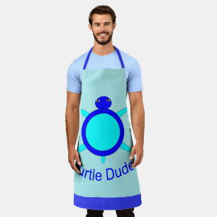 Bright Blue Turtle Dude Apron