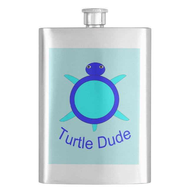 Bright Blue Turtle Dude Flasks (Front)