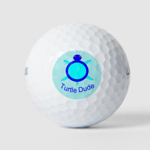 Bright Blue Turtle Dude Golf Ball