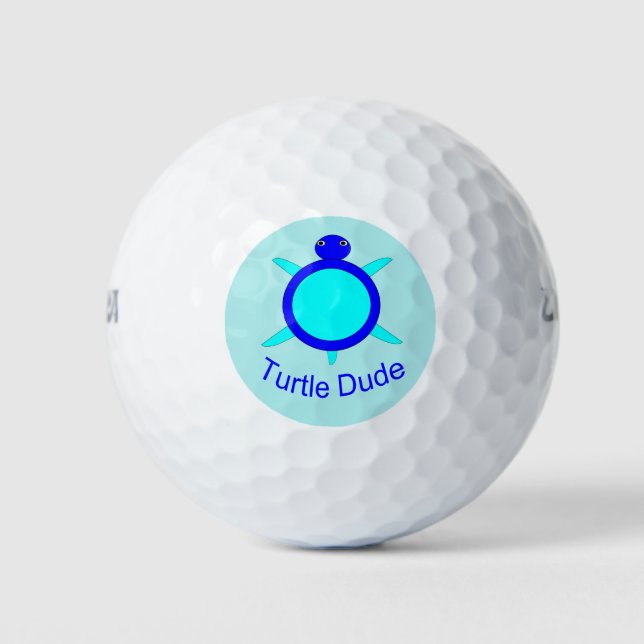 Bright Blue Turtle Dude Golf Ball (Front)