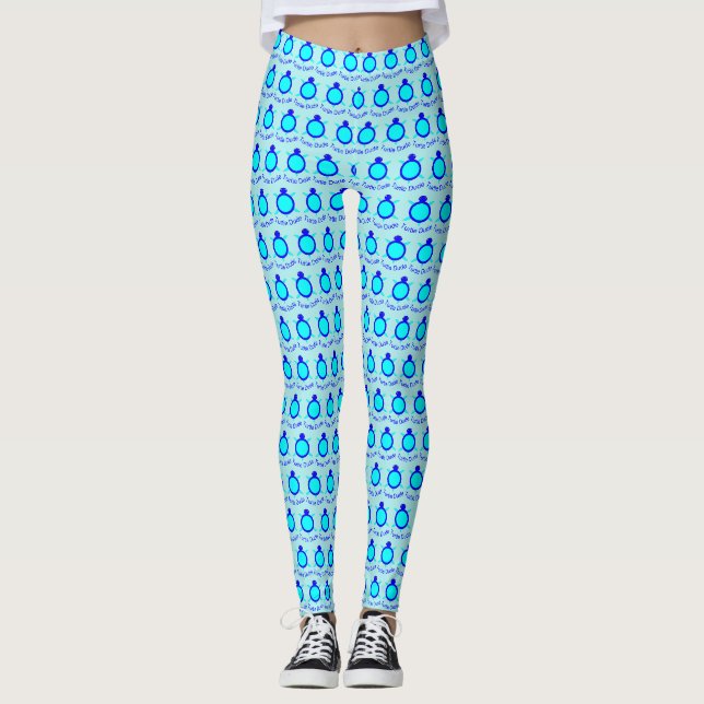 Bright Blue Turtle Dude Leggings (Front)