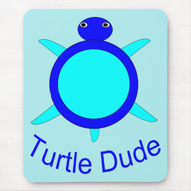 Bright Blue Turtle Dude Mousepad (Front)