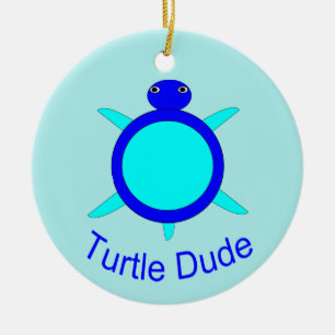 Bright Blue Turtle Dude Ornament